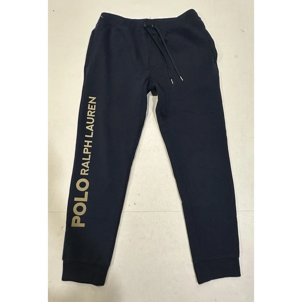 Polo Ralph Lauren Navy Sweatpants Joggers Navy Blue Gold Logo Mens Size Medium